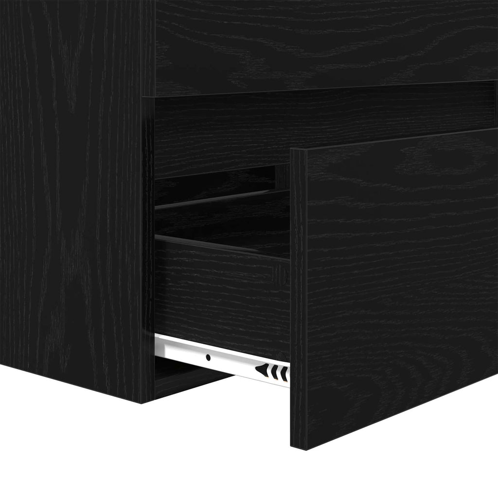Badezimmermöbel-Set 2 pcs Schwarze Eiche und Weiß Holzwerkstoff