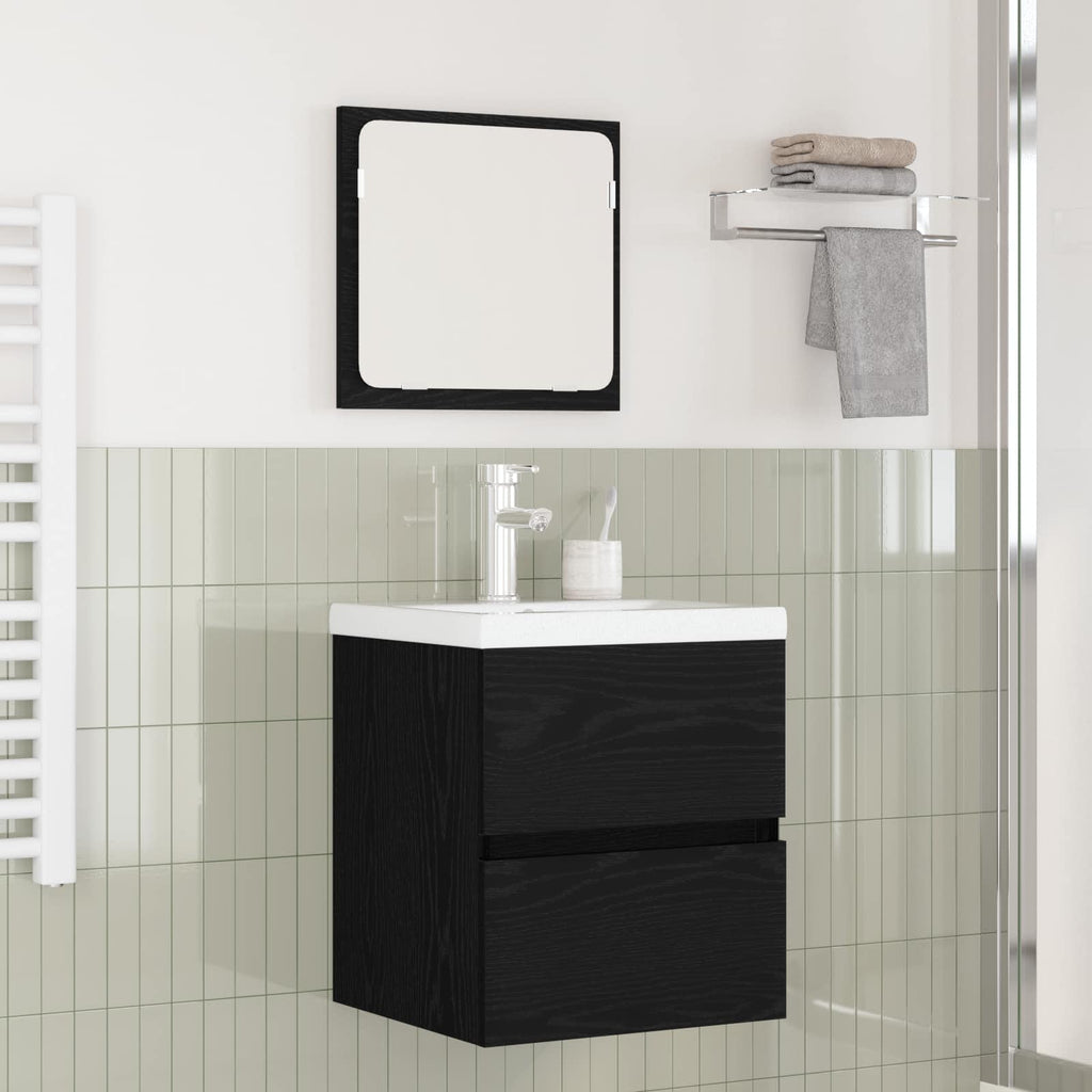 Badezimmermöbel-Set 2 pcs Schwarze Eiche und Weiß Holzwerkstoff