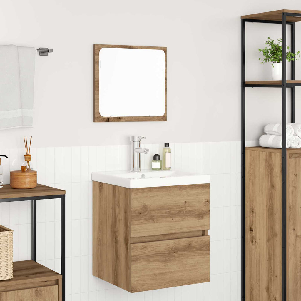 Badezimmermöbel-Set 2 pcs Artisan-Eiche und Weiß Holzwerkstoff