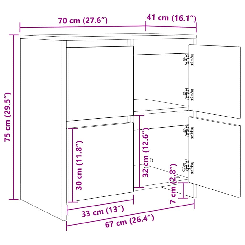 Sideboards 2 pcs Altholz 70 x 41 x 75 cm Holzwerkstoff