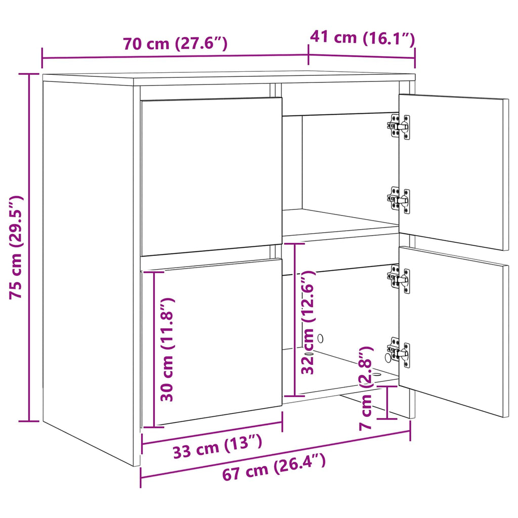 Sideboards 2 pcs Schwarz Eichen-Optik 70 x 41 x 75 cm