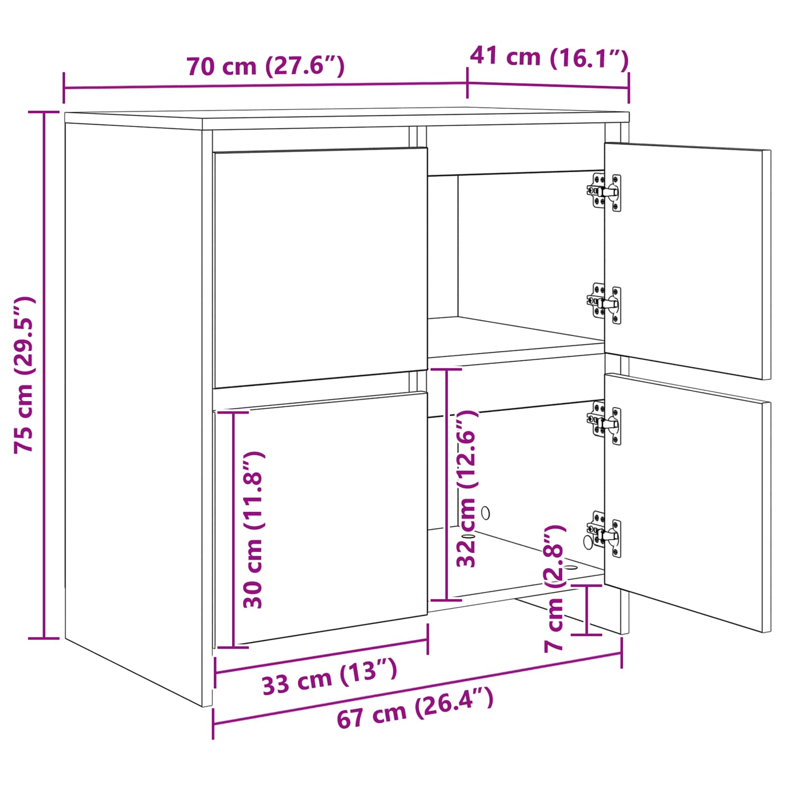 Sideboards 2 pcs Artisan-Eiche 70 x 41 x 75 cm Holzwerkstoff