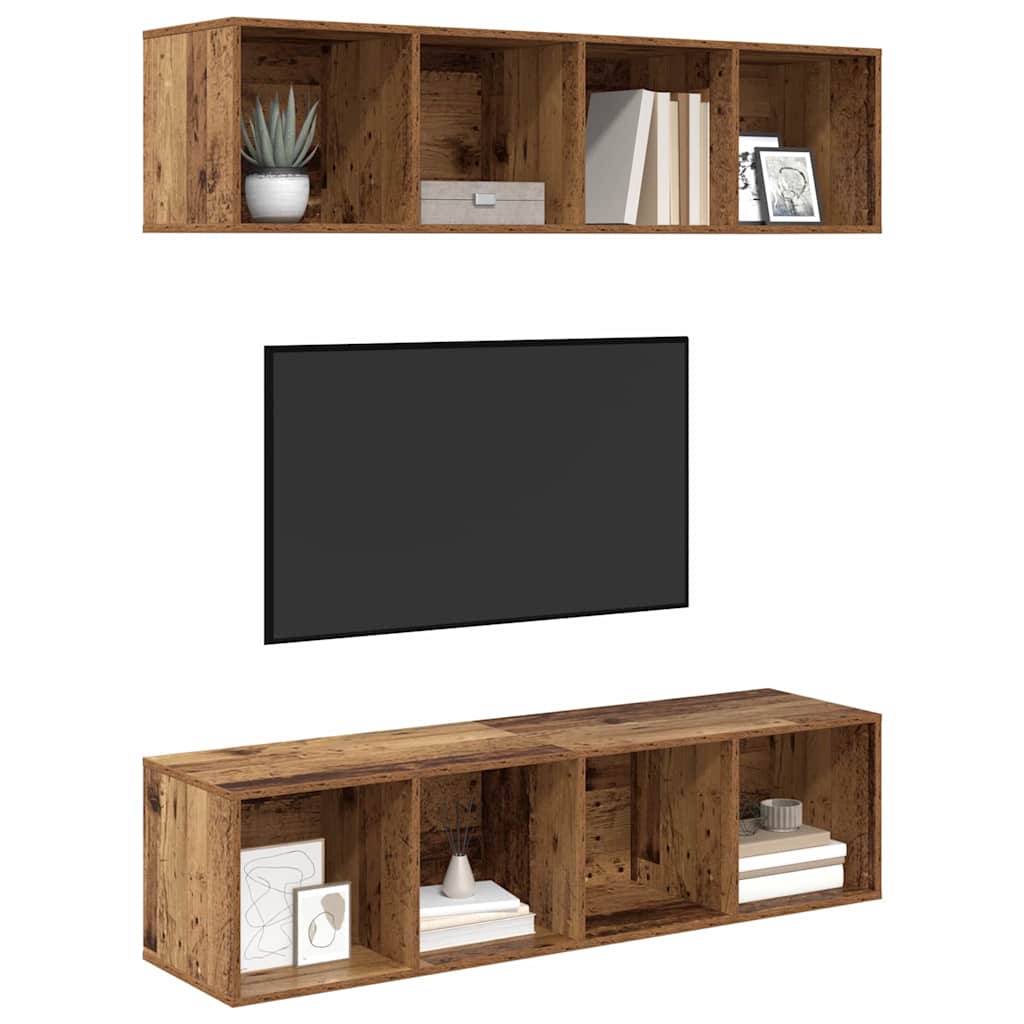 TV-Schrankset 2 pcs Altholz 37 x 37 x 142,5 cm Holzwerkstoff