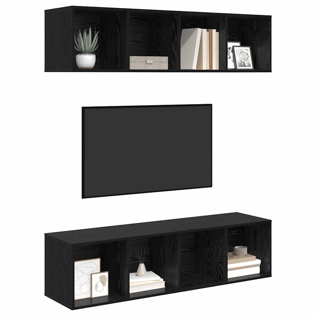 TV-Schrankset 2 pcs Schwarz Eichen-Optik 37 x 37 x 142,5 cm
