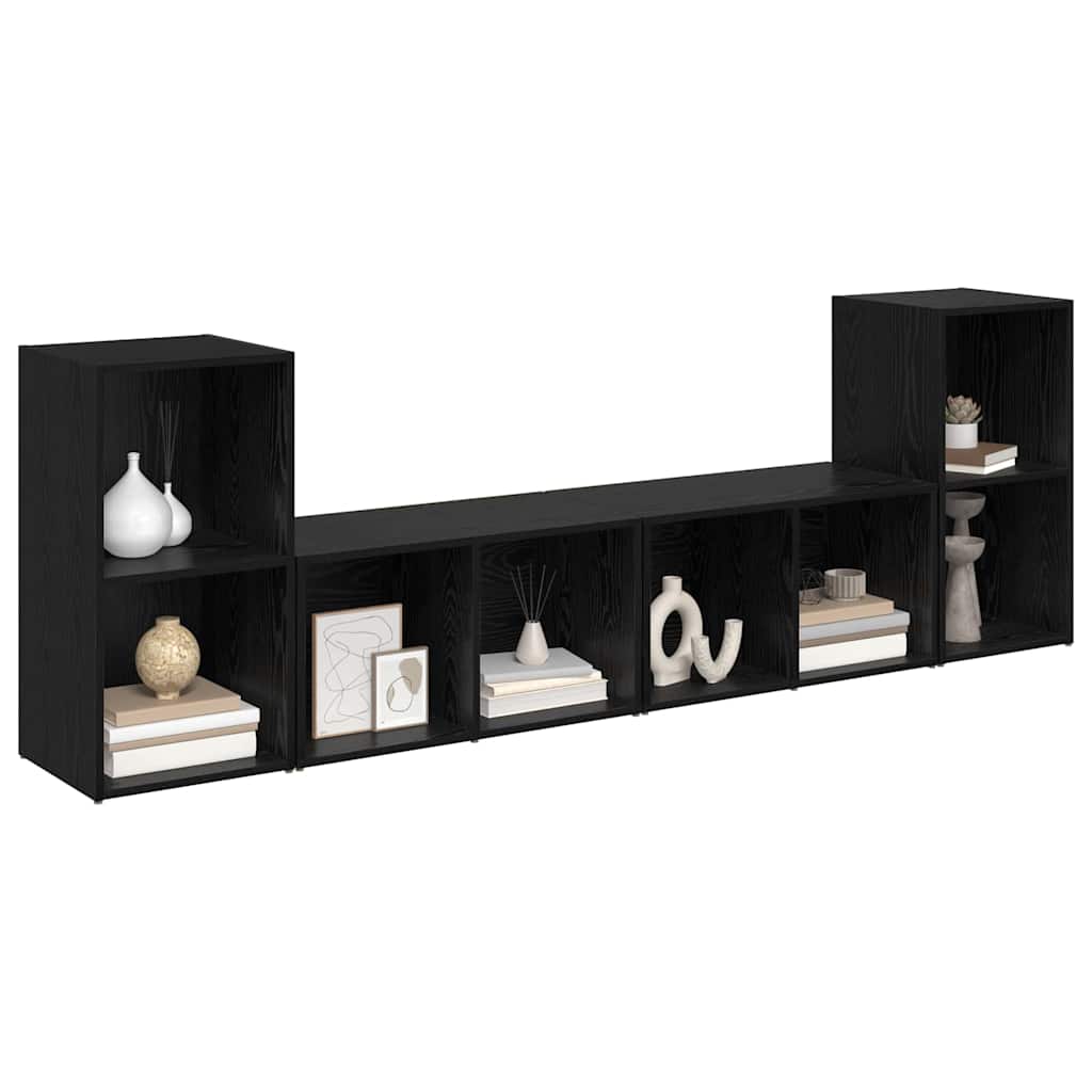 TV-Schrankset 4 pcs Schwarz Eichen-Optik 37 x 37 x 72 cm
