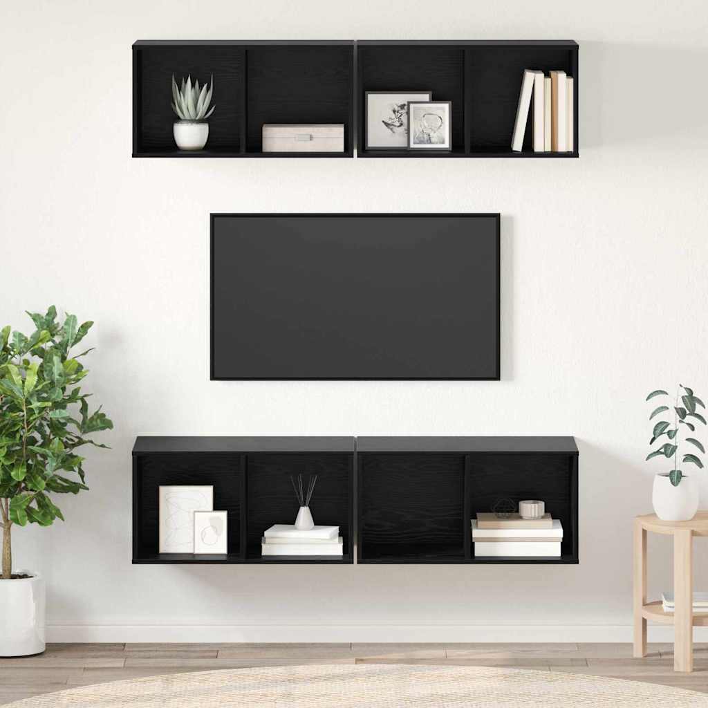 TV-Schrankset 4 pcs Schwarz Eichen-Optik 37 x 37 x 72 cm