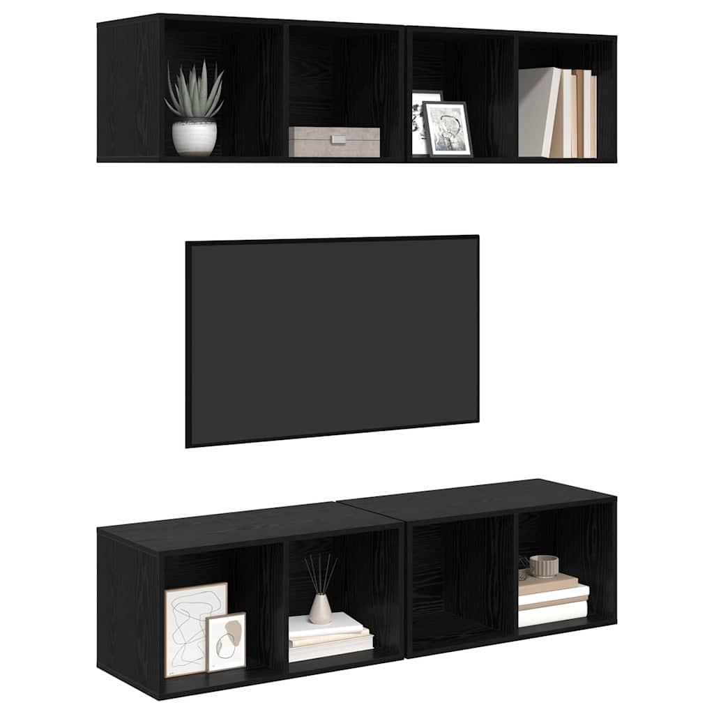 TV-Schrankset 4 pcs Schwarz Eichen-Optik 37 x 37 x 72 cm