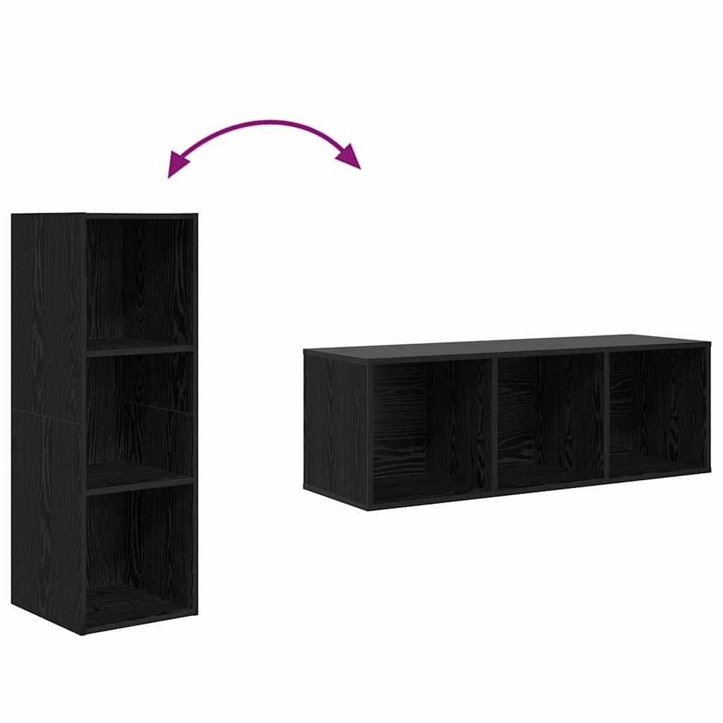 TV-Schrankset 4 pcs Schwarz Eichen-Optik 37 x 37 x 107 cm