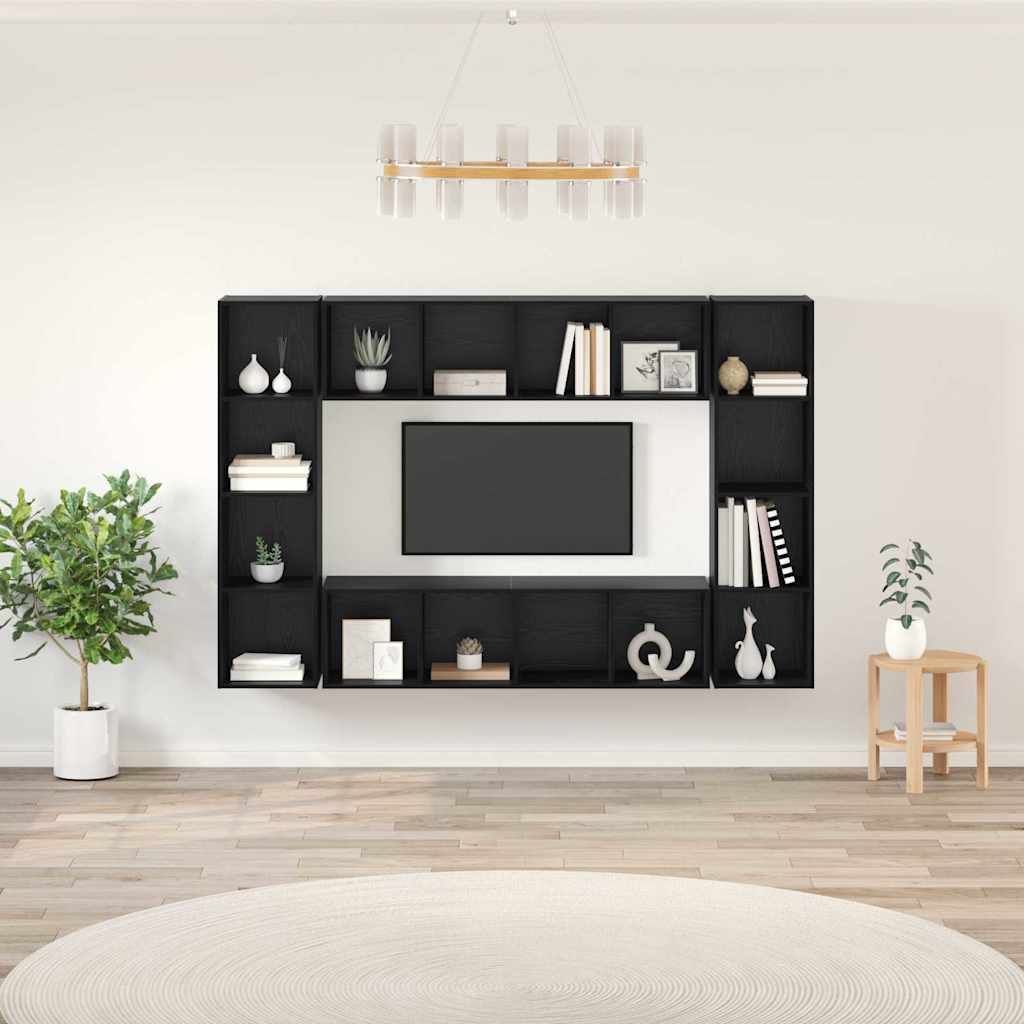 TV-Schrankset 4 pcs Schwarz 37 x 37 x 142,5 cm Holzwerkstoff