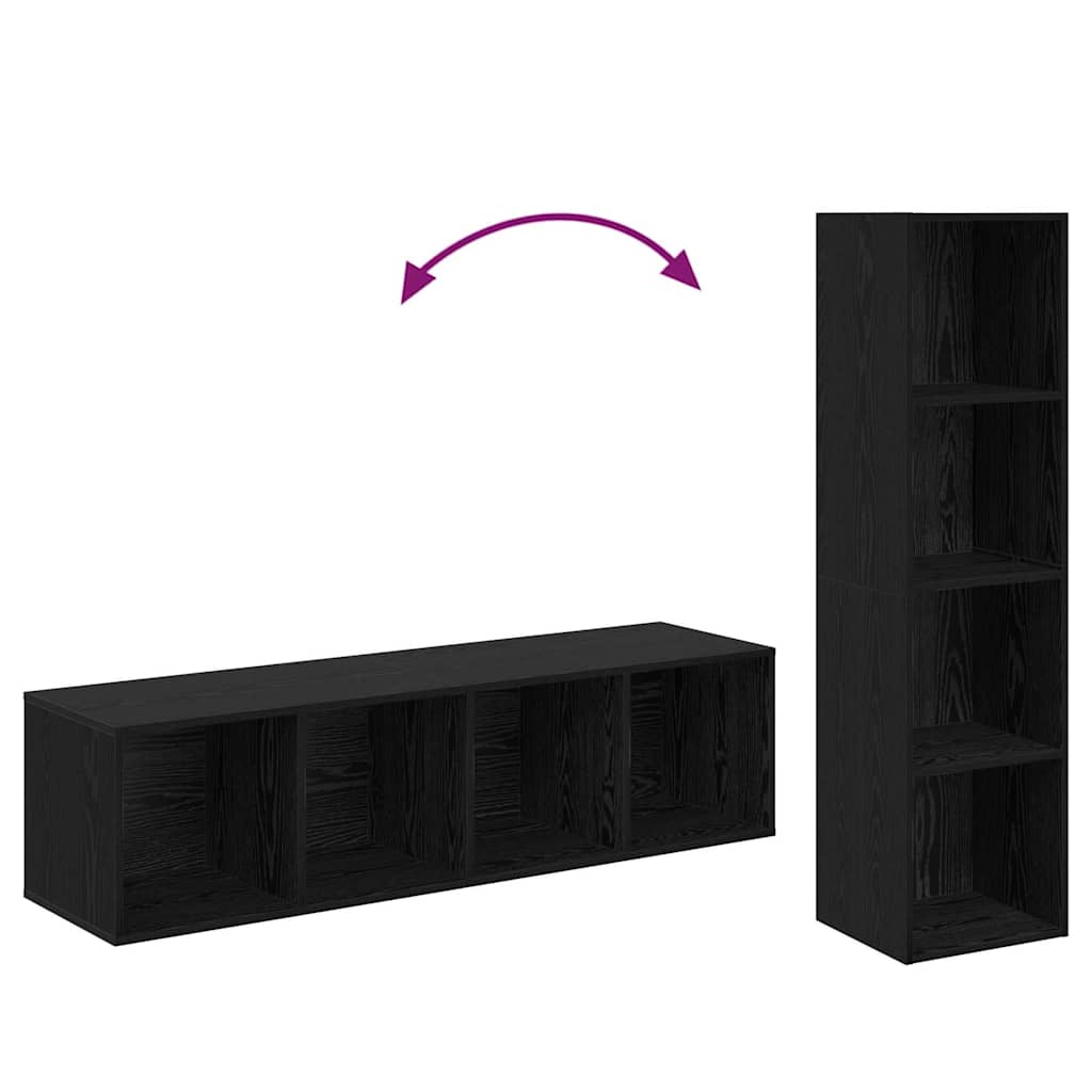 TV-Schrankset 4 pcs Schwarz 37 x 37 x 142,5 cm Holzwerkstoff
