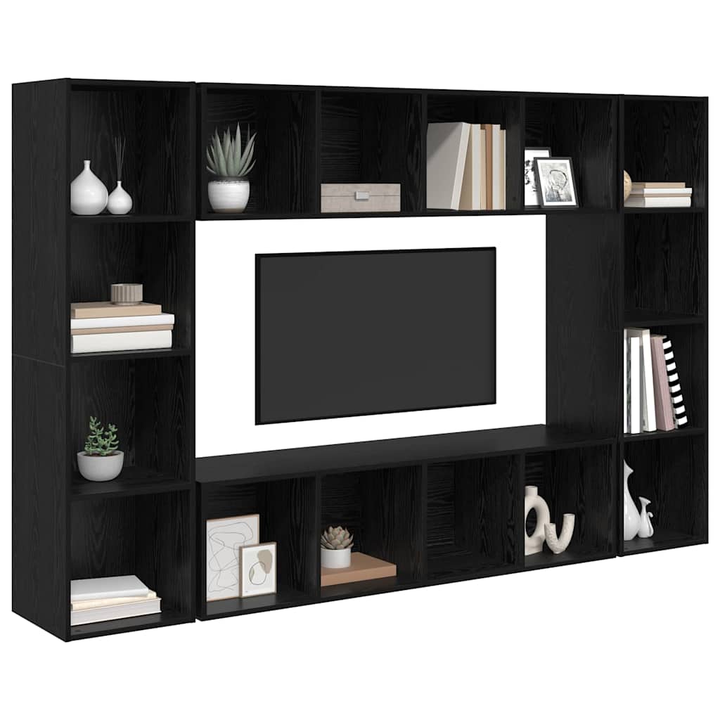TV-Schrankset 4 pcs Schwarz 37 x 37 x 142,5 cm Holzwerkstoff