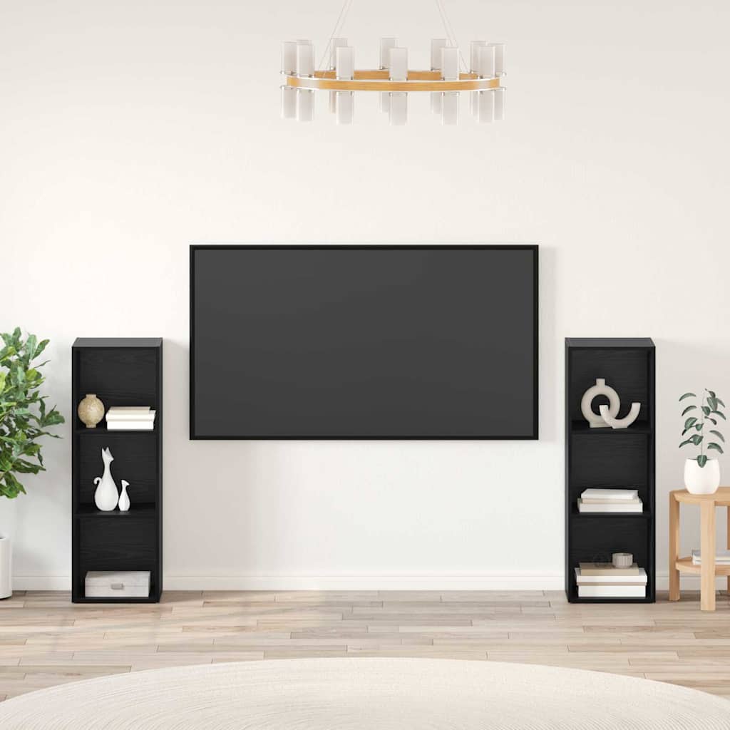 TV-Schrankset 2 pcs Schwarz Eichen-Optik 107 x 35 x 37 cm