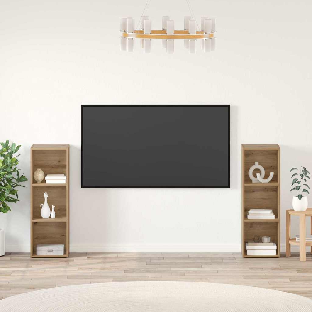 TV-Schrankset Wandmontiert 2 pcs Artisan-Eiche 107 x 35 x 37 cm