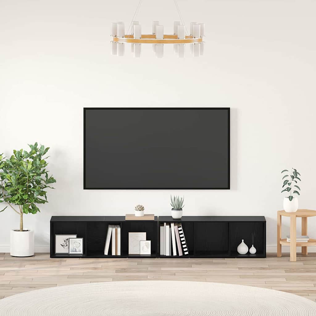 TV-Schrankset 2 pcs Schwarz Eichen-Optik 37 x 35 x 107cm