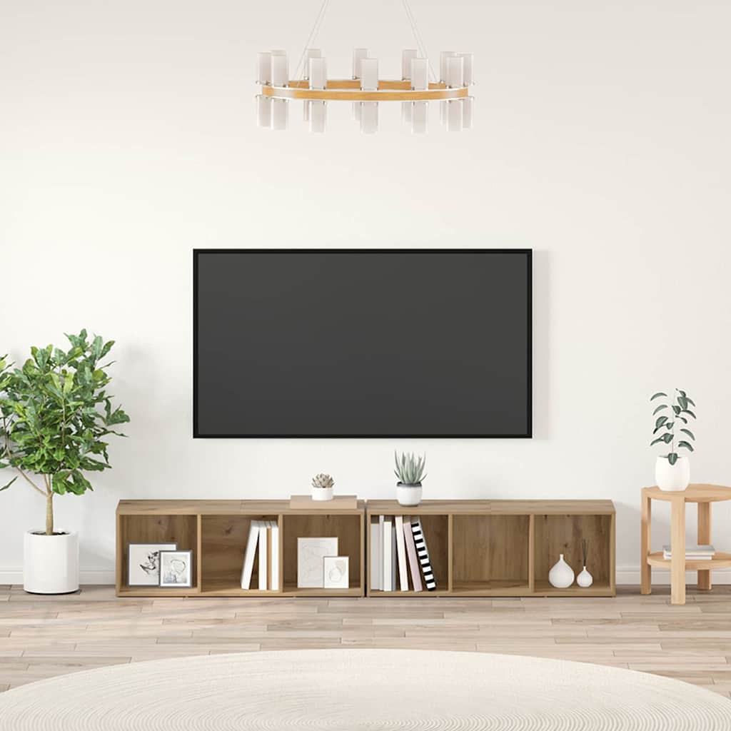 TV-Schrankset 2 pcs Artisan-Eiche 37 x 35 x 107cm Holzwerkstoff