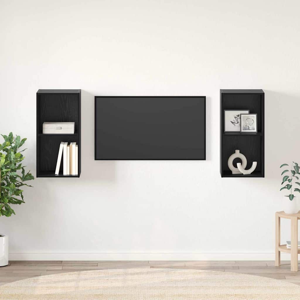 TV-Schrankset 2 pcs Schwarz Eichen-Optik 37 x 37 x 72 cm
