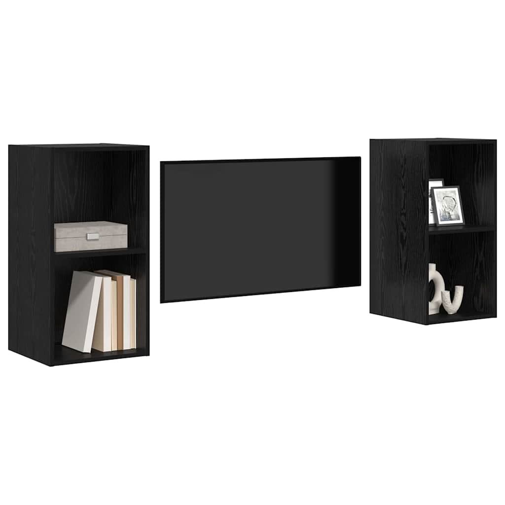 TV-Schrankset 2 pcs Schwarz Eichen-Optik 37 x 37 x 72 cm
