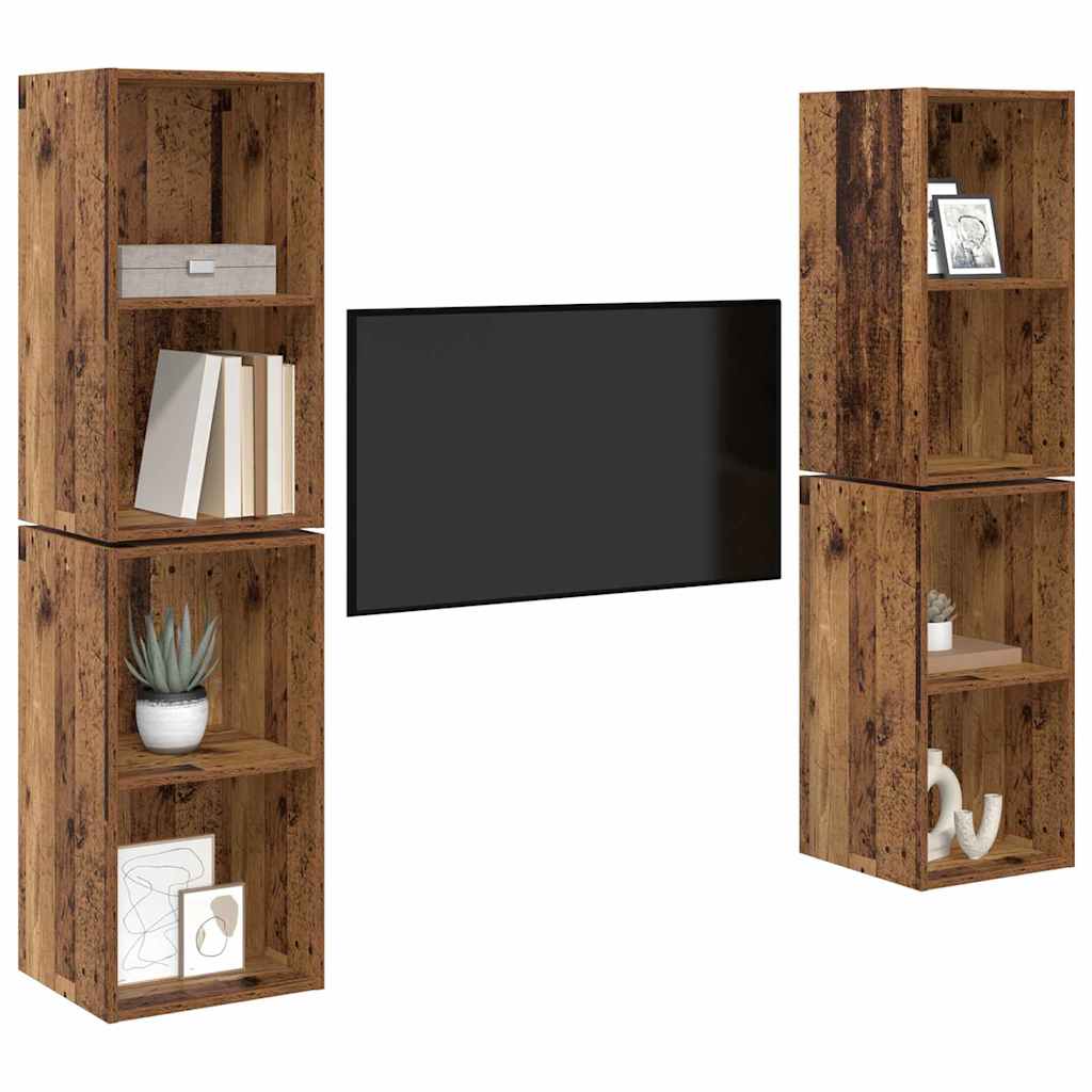 TV-Schrankset 4 pcs Altholz 37 x 37 x 72 cm Holzwerkstoff