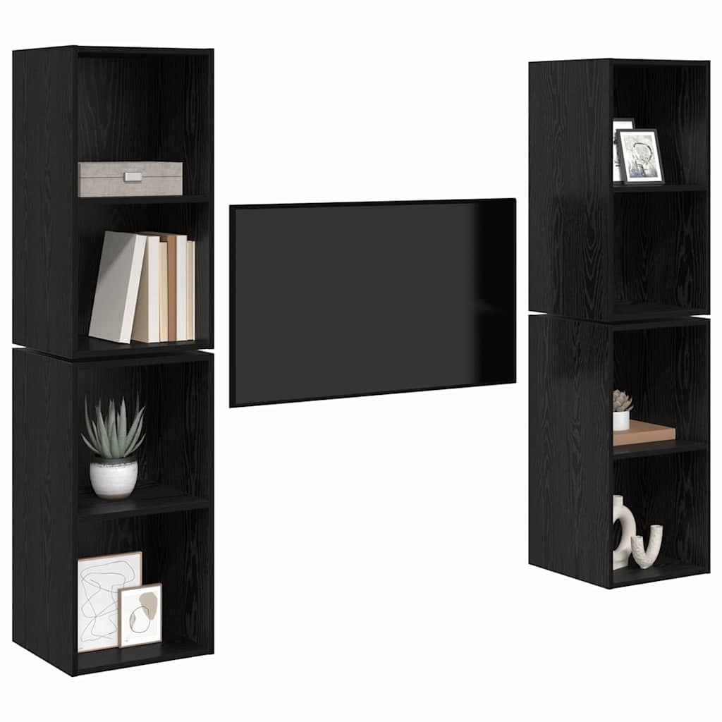 TV-Schrankset 4 pcs Schwarz Eichen-Optik 37 x 37 x 72 cm