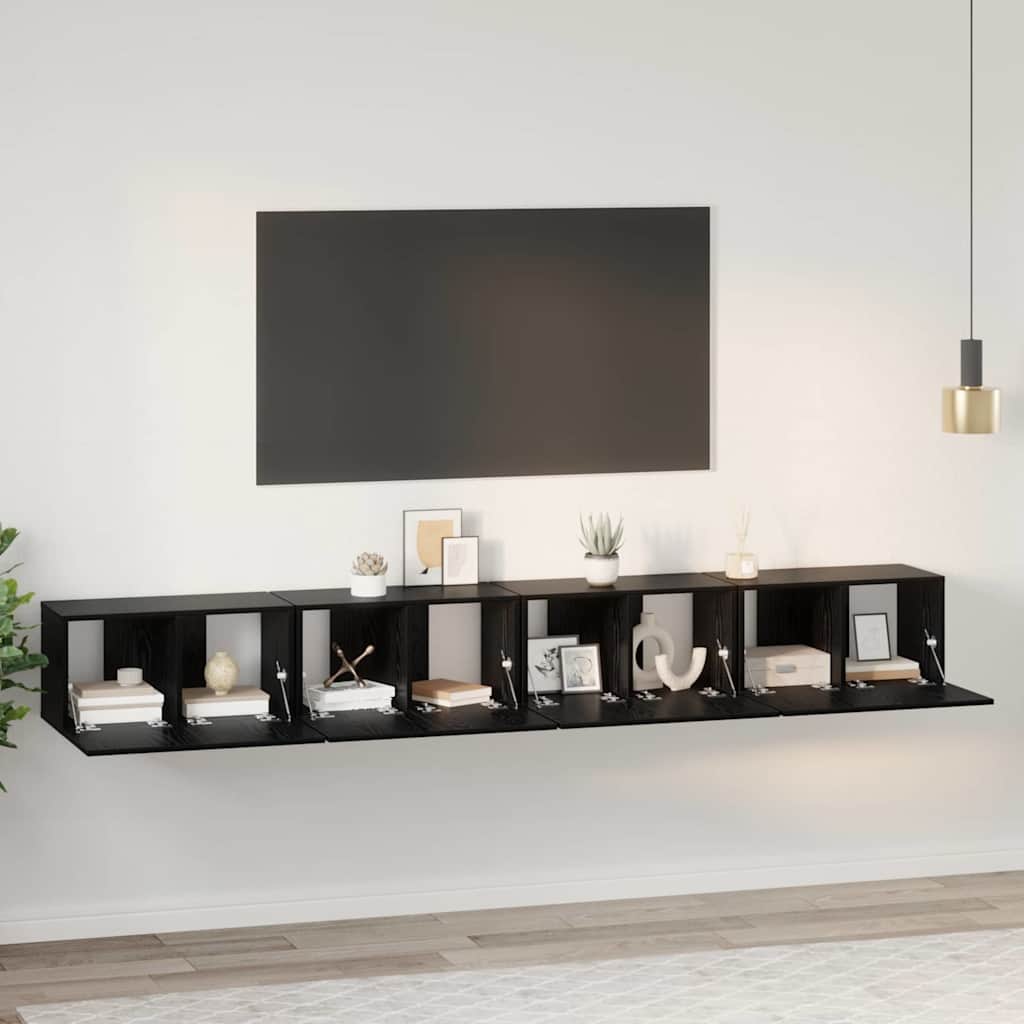 TV-Schrankset 4 pcs Schwarz Eichen-Optik 60 x 30 x 30 cm