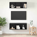 TV-Schrankset 2 pcs Schwarz Eichen-Optik 37 x 37 x 107 cm