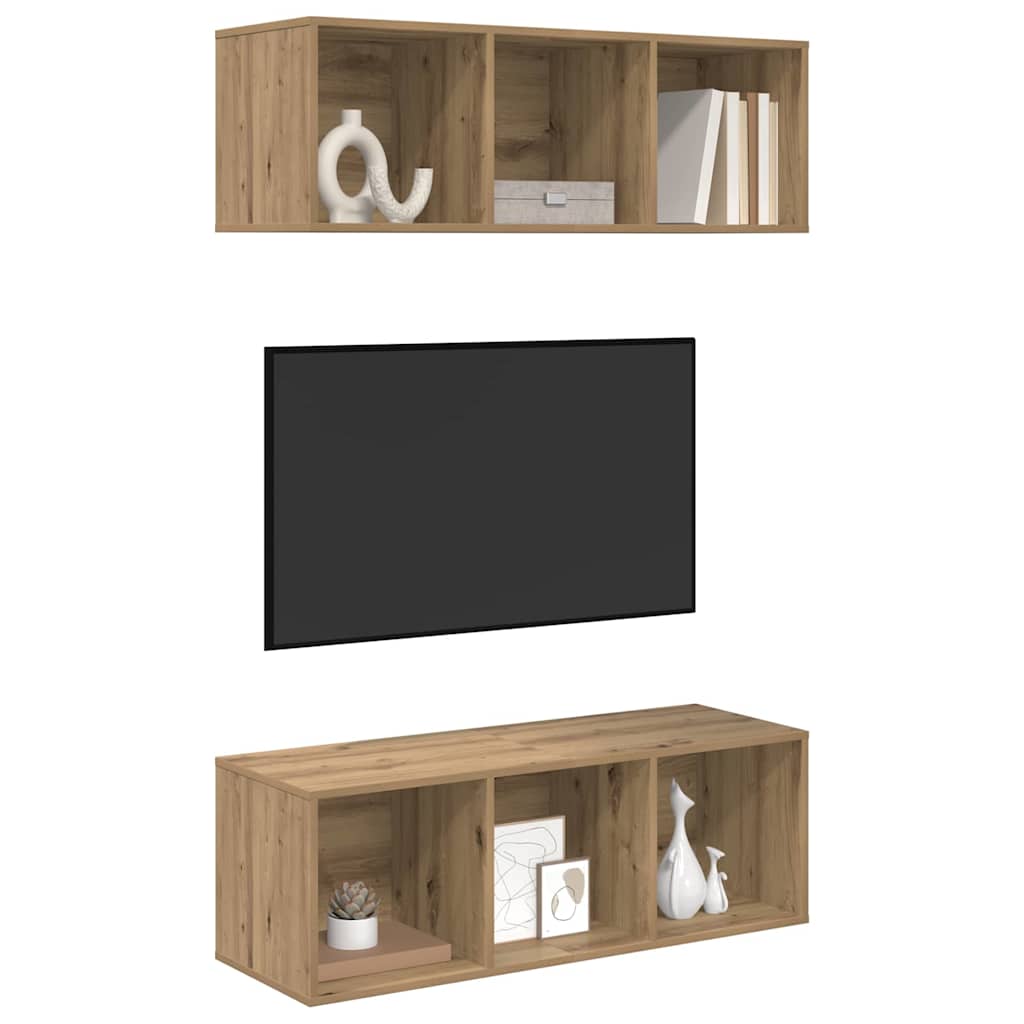 TV-Schrankset Wandmontiert 2 pcs Artisan-Eiche 37 x 37 x 107 cm