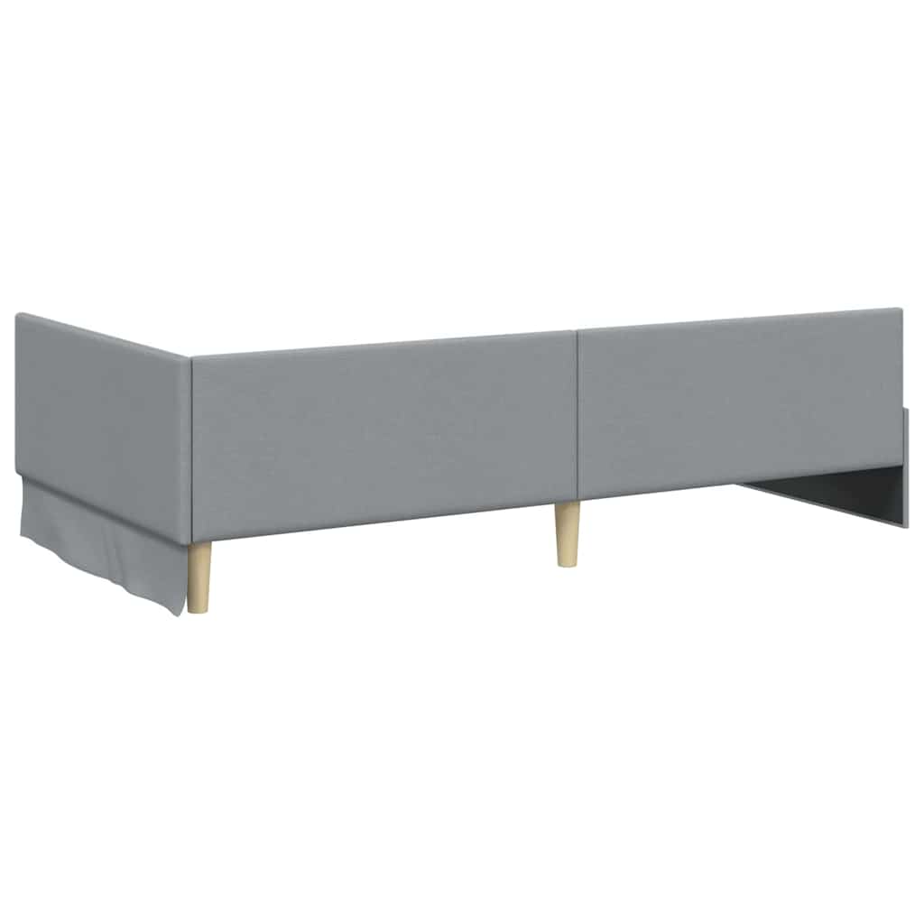 Eckbettgestell mit Kopfteil Hellgrau 80 cm x 200 cm Stoff