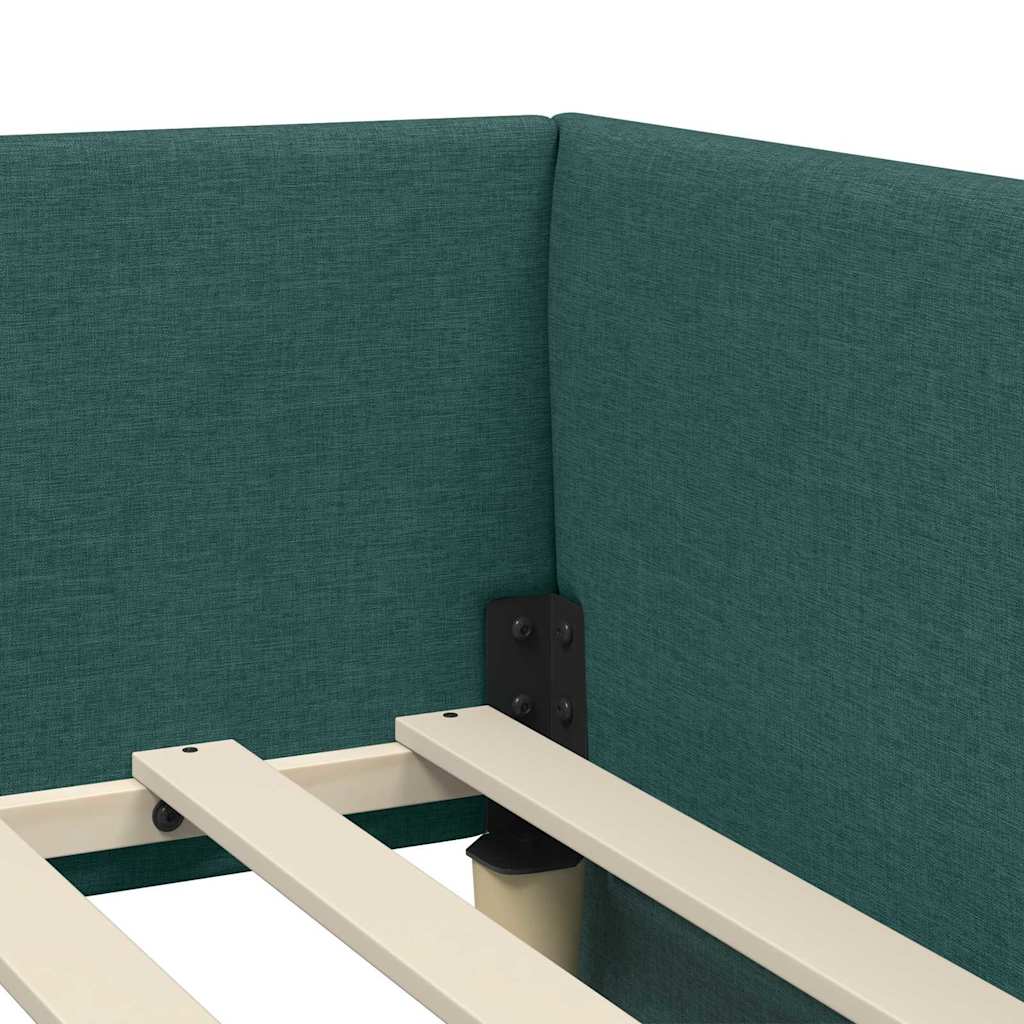 Eckbettgestell mit Kopfteil Dunkelgrün 80 cm x 200 cm Stoff