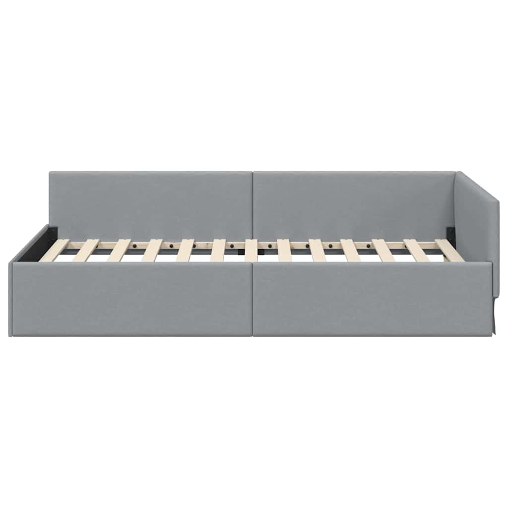 Eckbettgestell mit Kopfteil Hellgrau 90 cm x 190 cm Stoff
