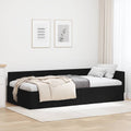 Eckbettgestell mit Kopfteil Schwarz 90 cm x 190 cm Stoff