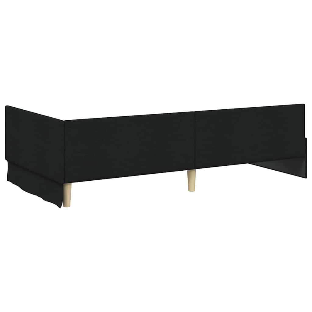 Eckbettgestell mit Kopfteil Schwarz 90 cm x 190 cm Stoff