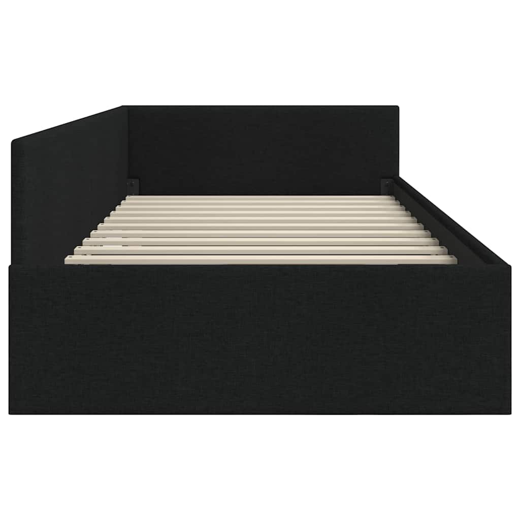Eckbettgestell mit Kopfteil Schwarz 90 cm x 190 cm Stoff