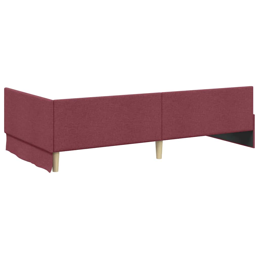 Eckbettgestell mit Kopfteil Weinrot 90 cm x 190 cm Stoff