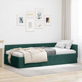 Eckbettgestell mit Kopfteil Dunkelgrün 90 cm x 190 cm Stoff