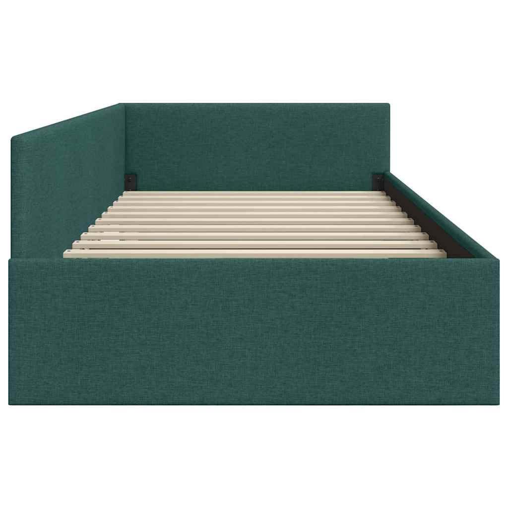 Eckbettgestell mit Kopfteil Dunkelgrün 90 cm x 190 cm Stoff