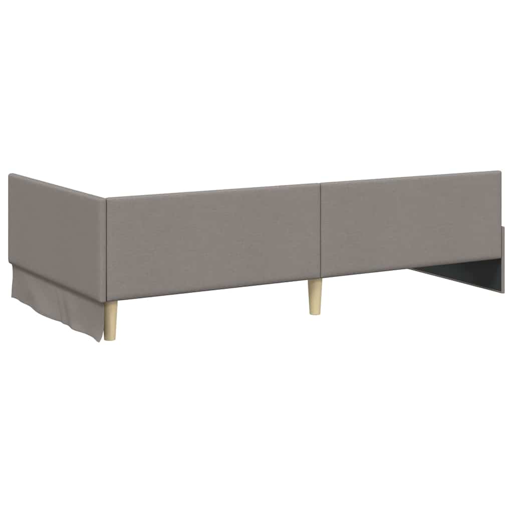 Eckbettgestell mit Kopfteil Taupe 90 cm x 190 cm Stoff