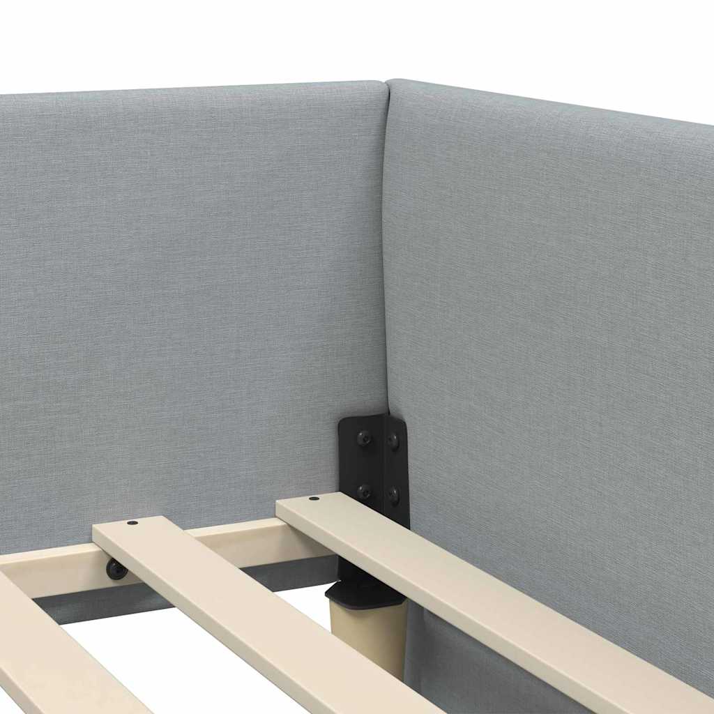 Eckbettgestell mit Kopfteil Hellgrau 90 cm x 200 cm Stoff