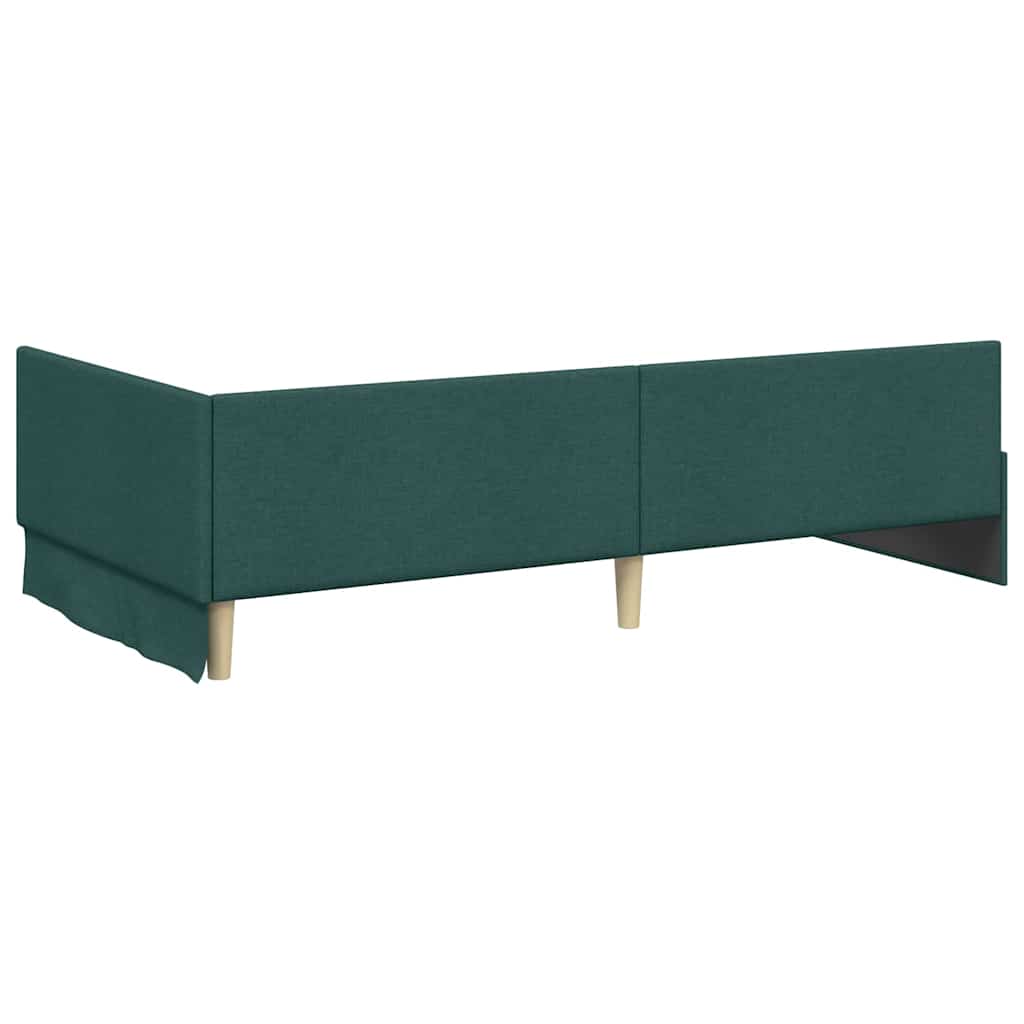 Eckbettgestell mit Kopfteil Dunkelgrün 90 cm x 200 cm Stoff