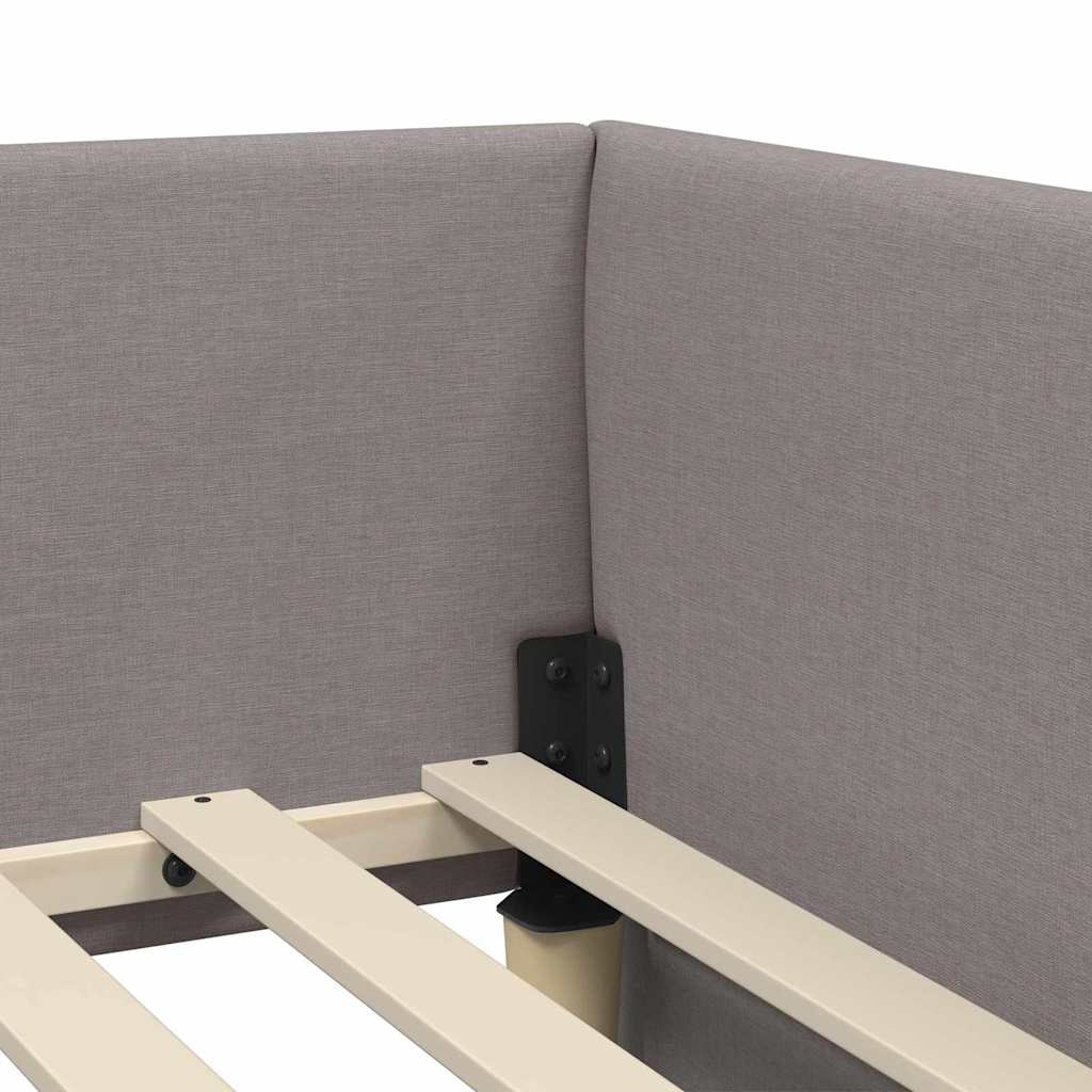 Eckbettgestell mit Kopfteil Taupe 90 cm x 200 cm Stoff