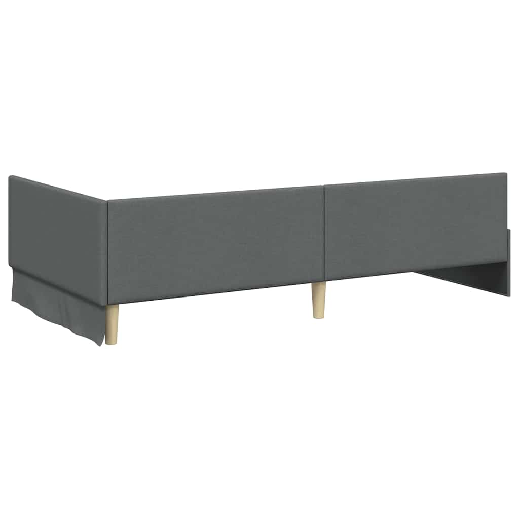 Eckbettgestell mit Kopfteil Dunkelgrau 100 cm x 200 cm Stoff