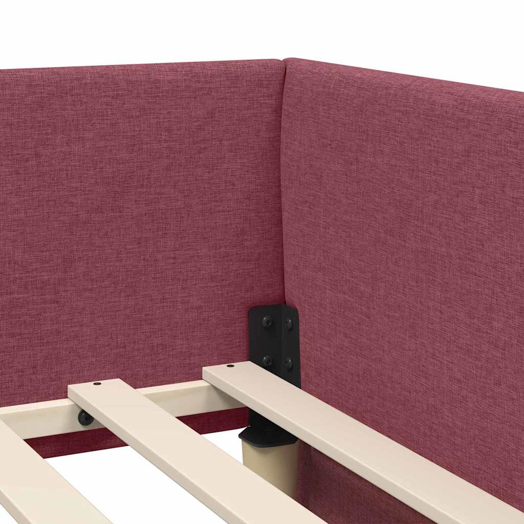 Eckbettgestell mit Kopfteil Weinrot 100 cm x 200 cm Stoff