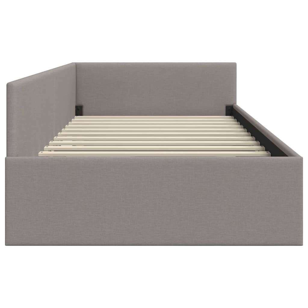 Eckbettgestell mit Kopfteil Taupe 100 cm x 200 cm Stoff
