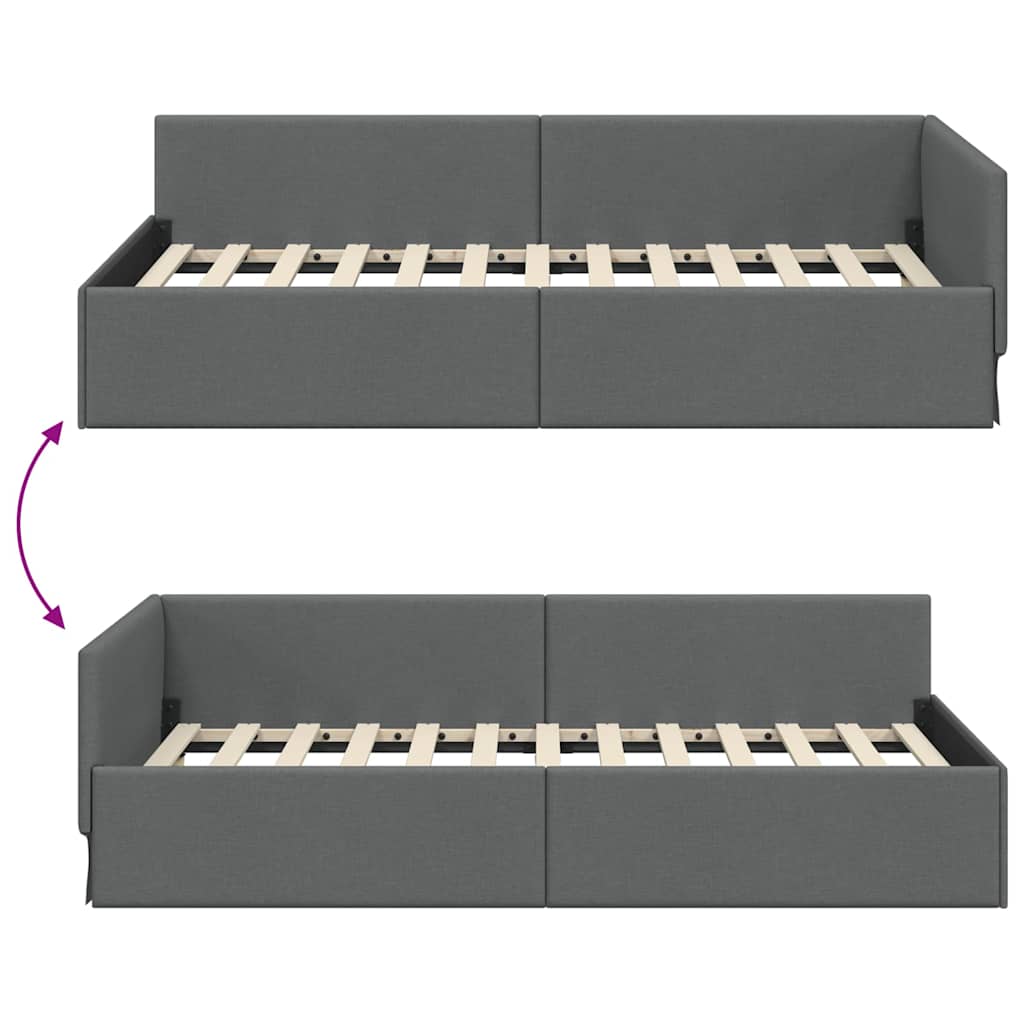 Eckbettgestell Dunkelgrau 100 x 203 cm Stoff