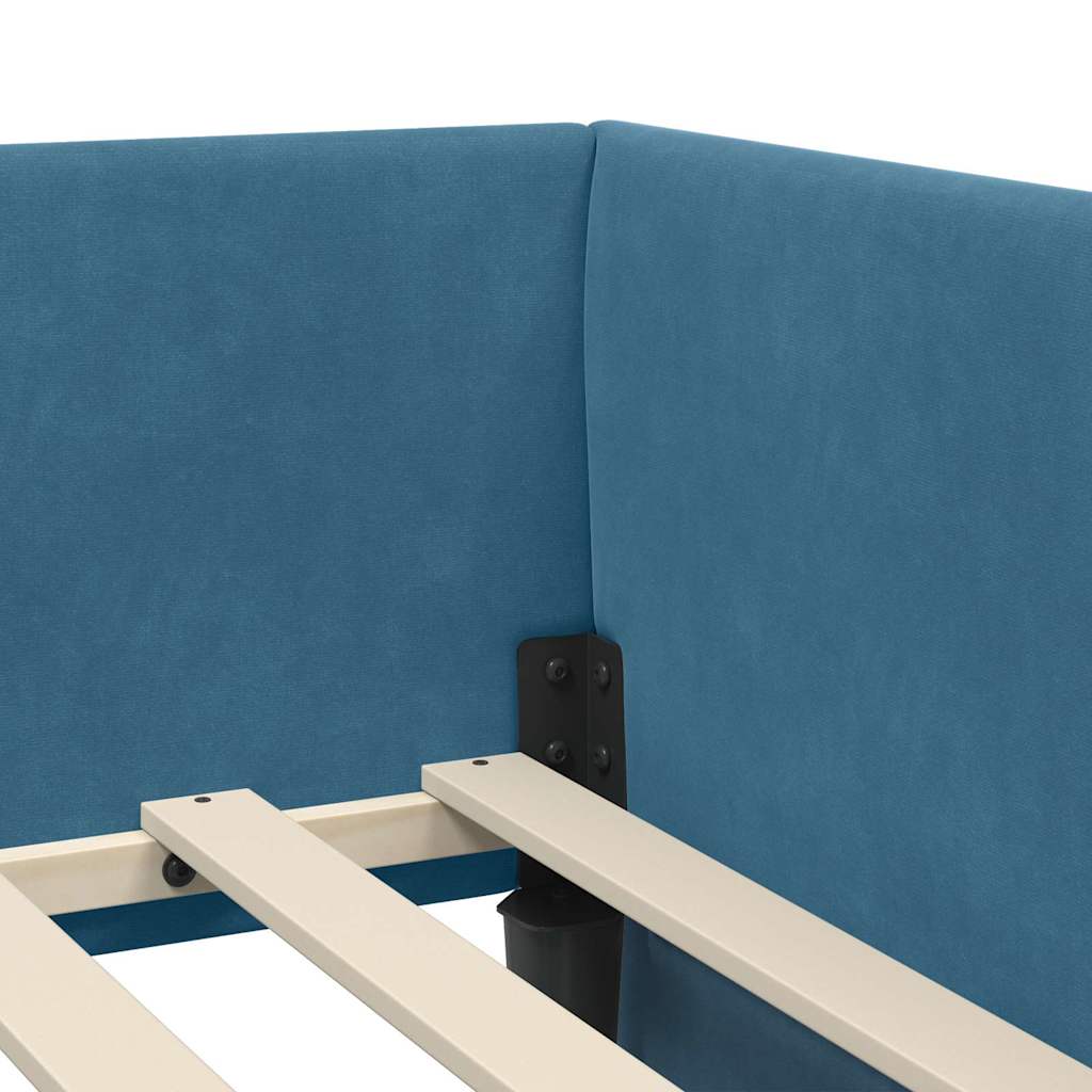 Eckbettgestell mit Kopfteil Blau 80 cm x 200 cm Samt
