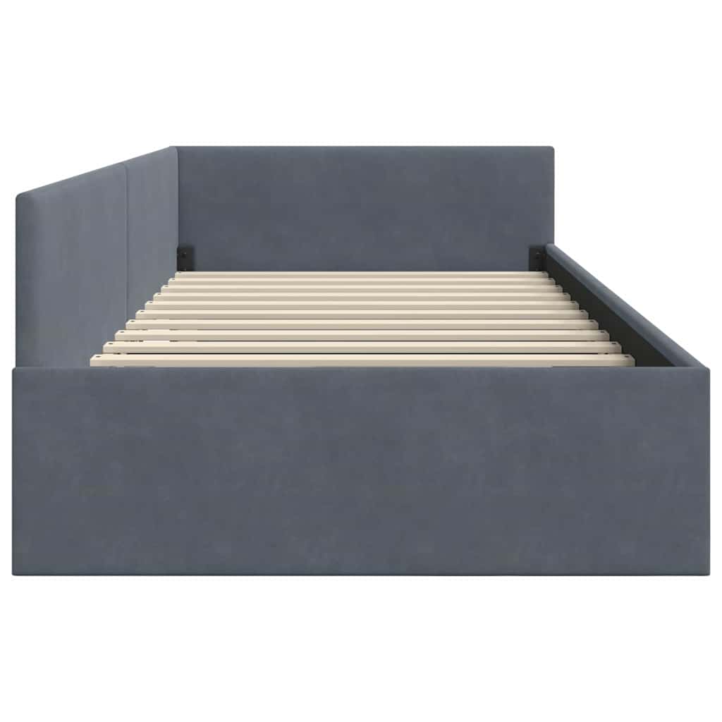 Eckbettgestell mit Kopfteil Dunkelgrau 80 cm x 200 cm Samt