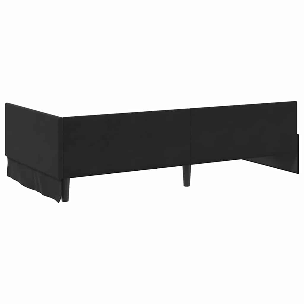 Eckbettgestell mit Kopfteil Schwarz 80 cm x 200 cm Samt