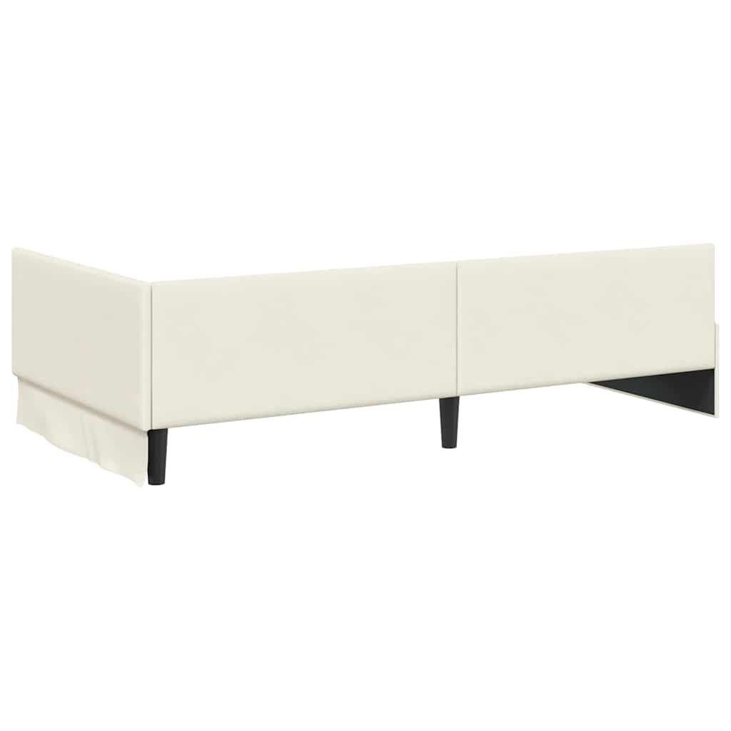Eckbettgestell mit Kopfteil Creme 80 cm x 200 cm Samt