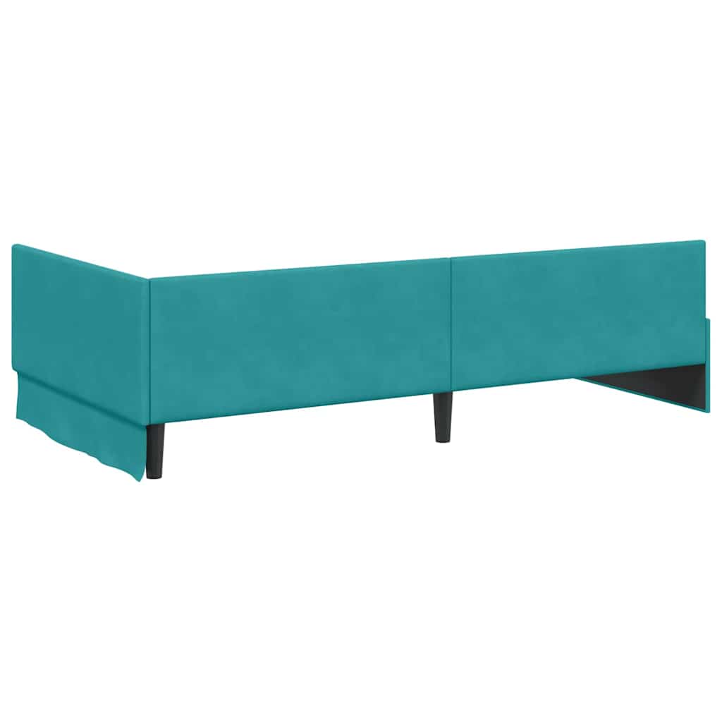 Eckbettgestell mit Kopfteil Türkis 80 cm x 200 cm Samt