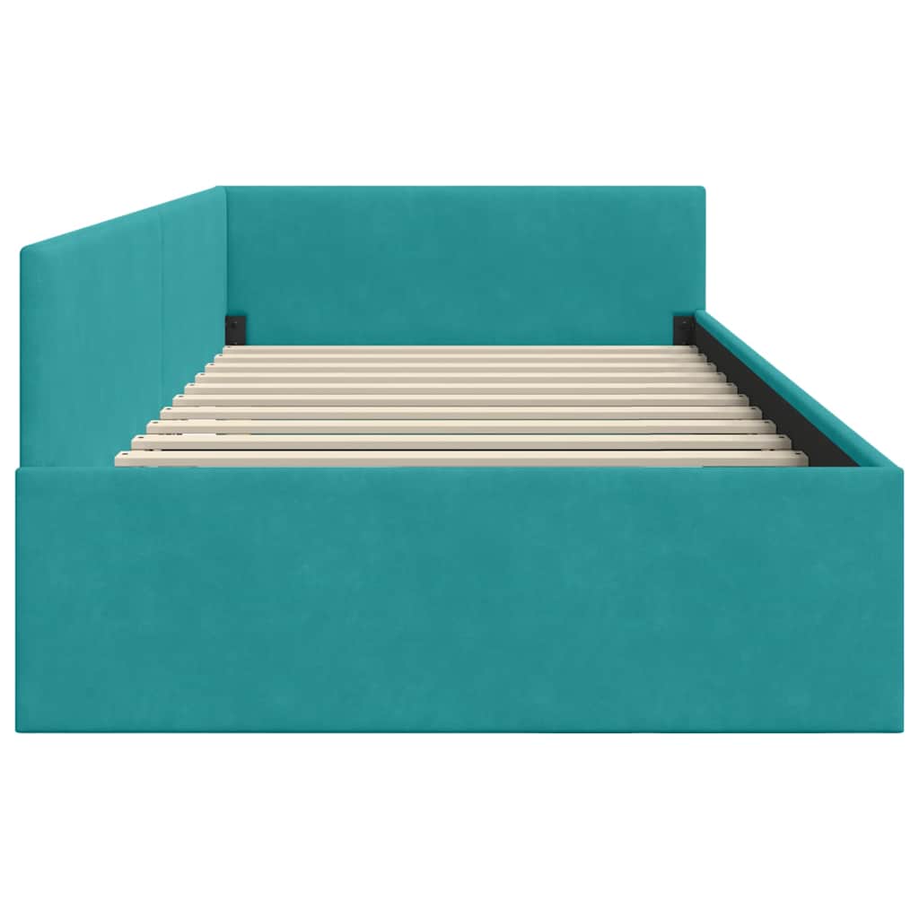 Eckbettgestell mit Kopfteil Türkis 80 cm x 200 cm Samt