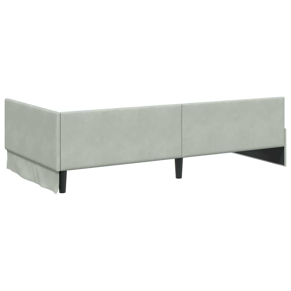 Eckbettgestell mit Kopfteil Hellgrau 90 cm x 190 cm Samt